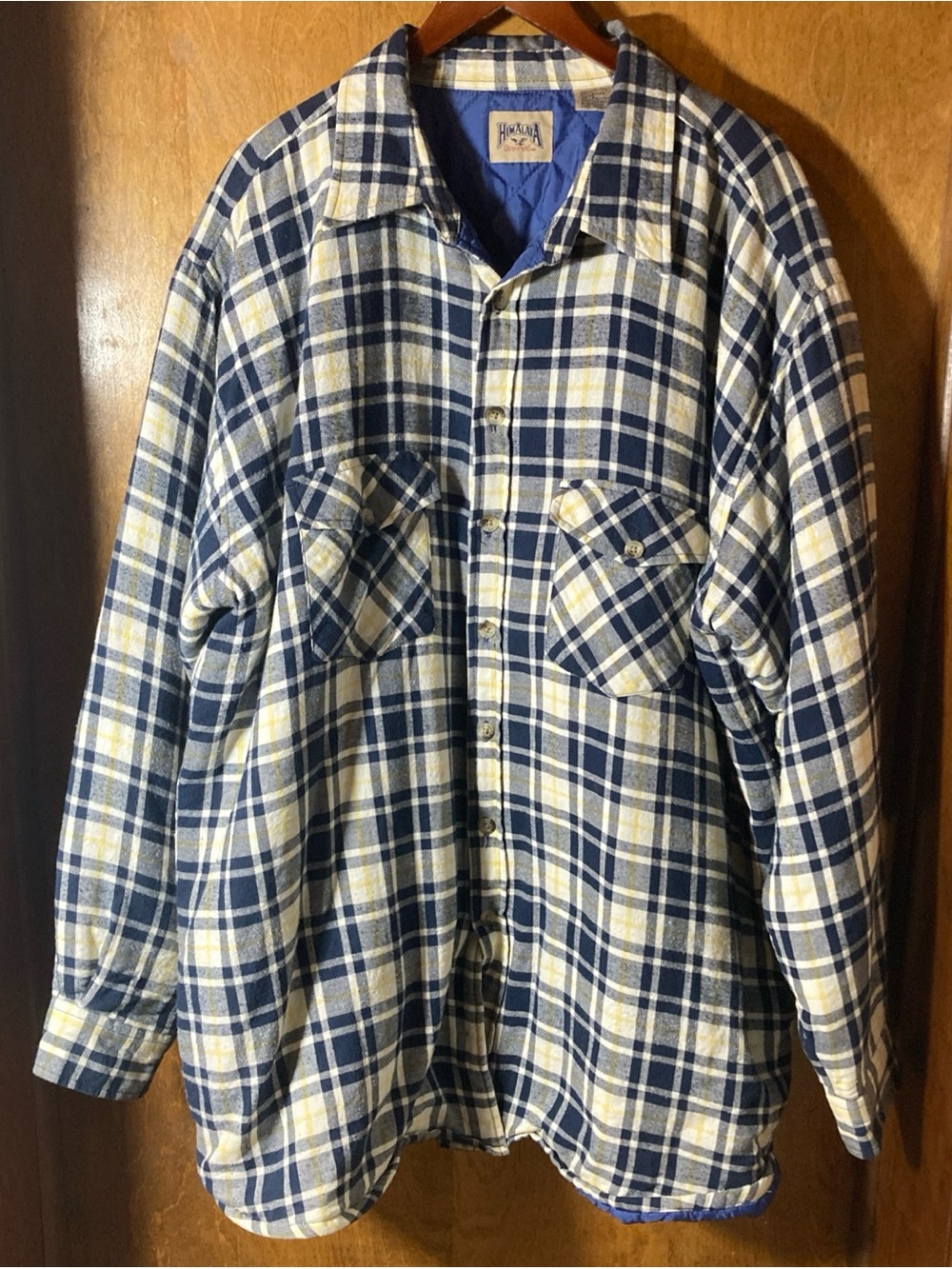 Himalaya Outfitters Men’s 3XLT Quilted Flannel Jacket Navy/ Yellow Plaid Outdoor